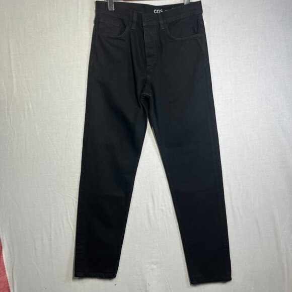 COS Jeans Womens 29 Black Tapered Leg Mid-Rise Button Fly NWOT - Picture 2 of 3